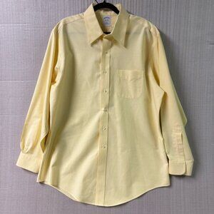Brooks Brothers Yellow Original Men ButtonUp Shirt sz 17-34 Slim Fit Cotton Slim